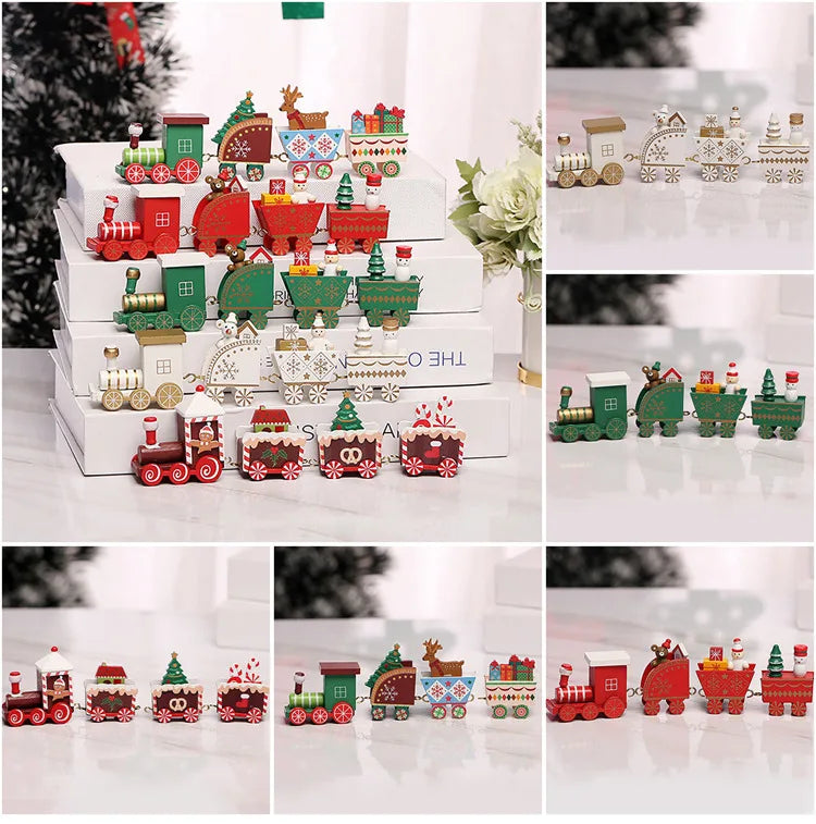 Wooden/Plastic Train Christmas Ornament Merry Christmas Decoration For Home 2024 Xmas Gifts Noel Natal Navidad New Year 2025