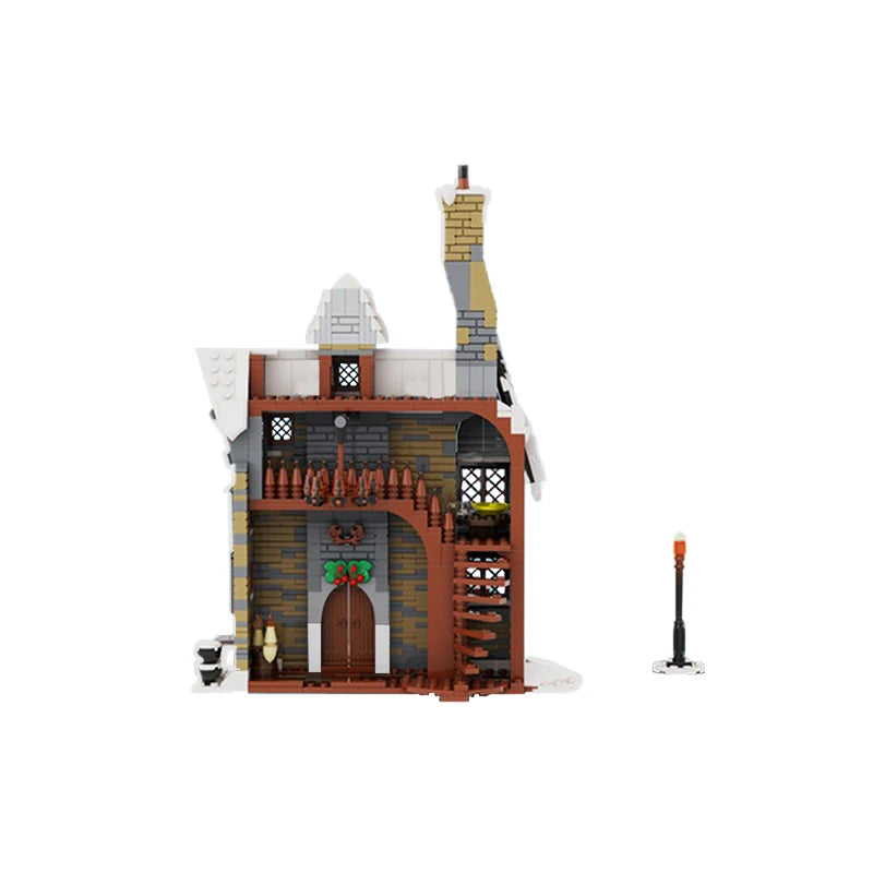 MOC Christmas Winter Village Cafeby Building Holiday Cottage Streets Cape Reindeer Santa Claus Blocks Kids Friend Toys