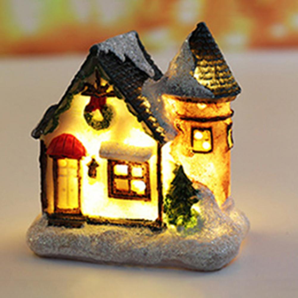 Christmas Scene Village Houses Town Decoration With Warm White Led Light 2021 Xmas Christmas Ornament Kids Gift For Home Decor