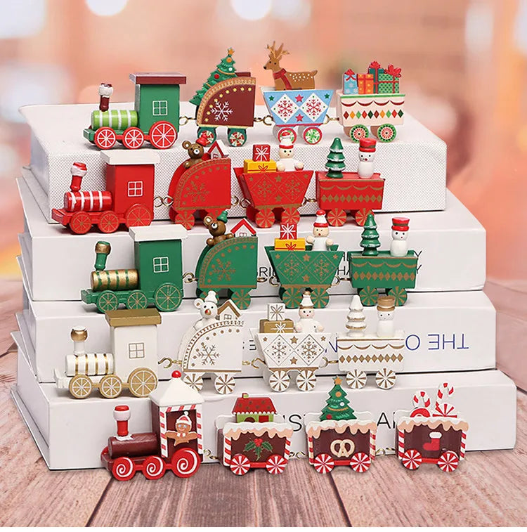 Wooden/Plastic Train Christmas Ornament Merry Christmas Decoration For Home 2024 Xmas Gifts Noel Natal Navidad New Year 2025