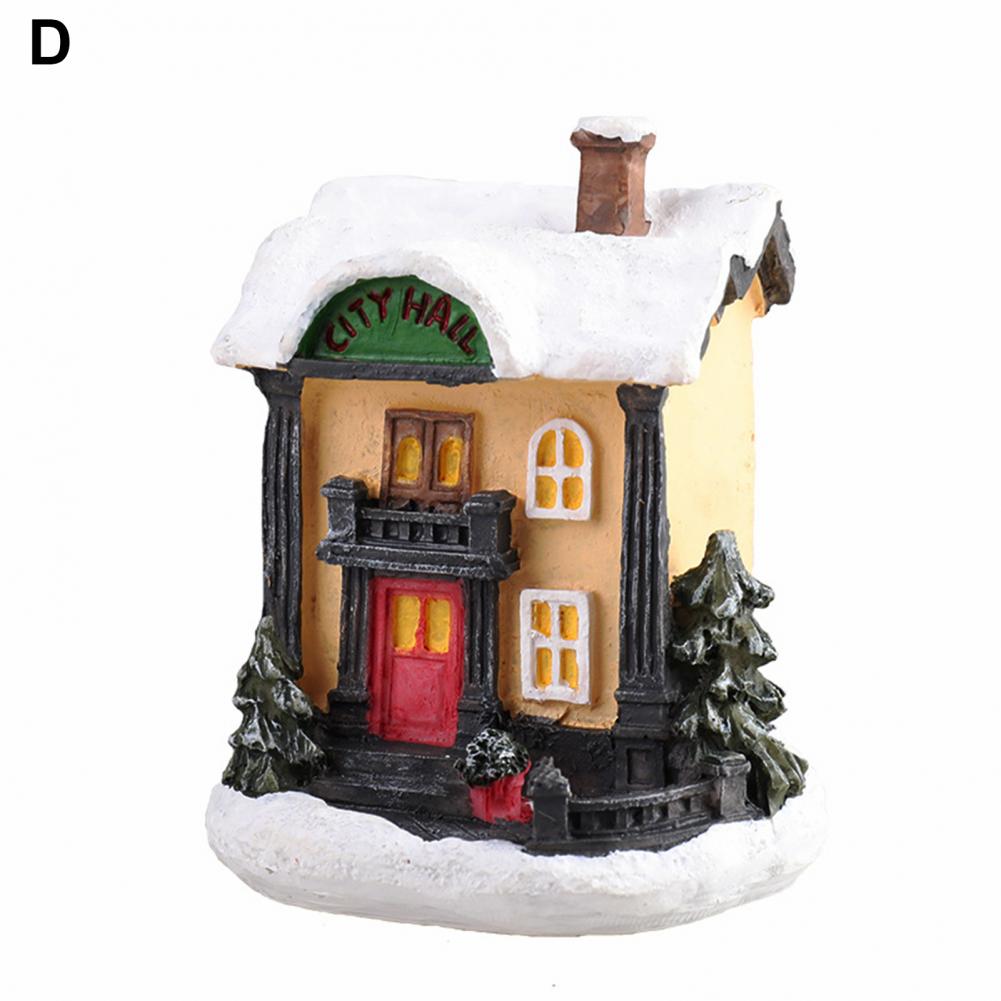 Christmas Scene Village Houses Town Decoration With Warm White Led Light 2021 Xmas Christmas Ornament Kids Gift For Home Decor