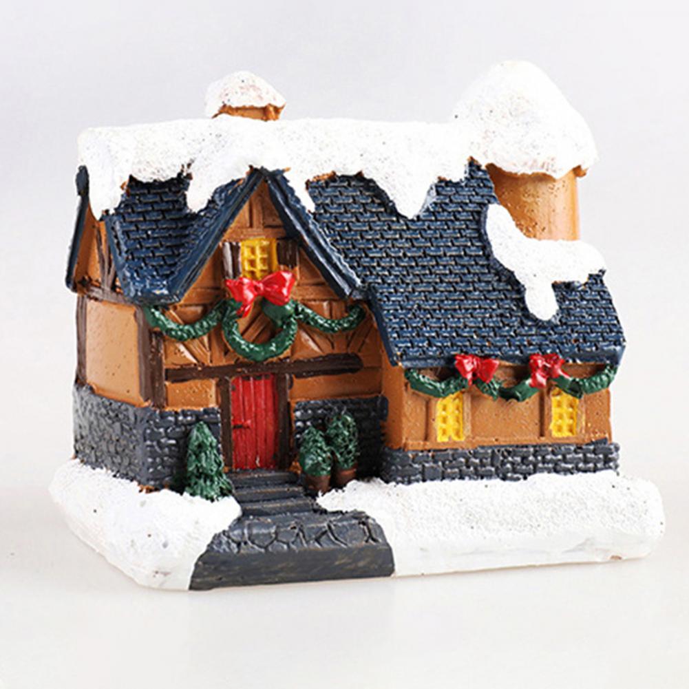 Christmas Scene Village Houses Town Decoration With Warm White Led Light 2021 Xmas Christmas Ornament Kids Gift For Home Decor