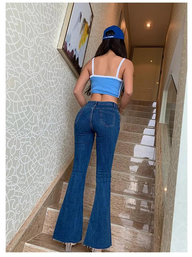 Flare Jeans Pants Women’s Vintage Denim y2k Jeans Women High Waist Fashion Stretch tall and thin Trousers streetwear retro Jeans