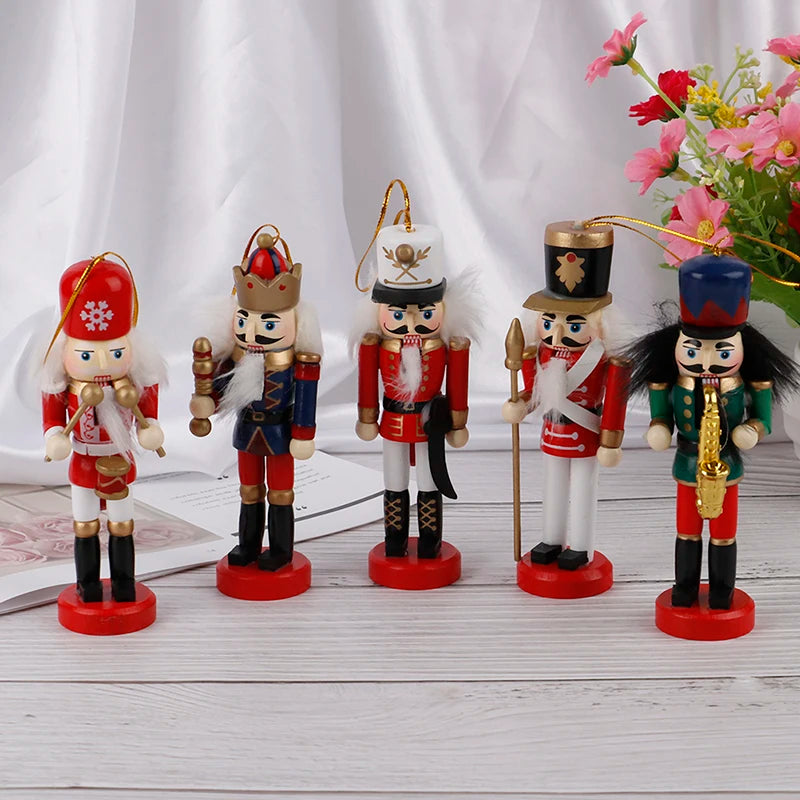 14/13/12/10.5cm Christmas Nutcracker Puppet Ornaments Desktop Home Decor Walnuts Soldiers Band Dolls Nutcracker Miniatures 1PCS