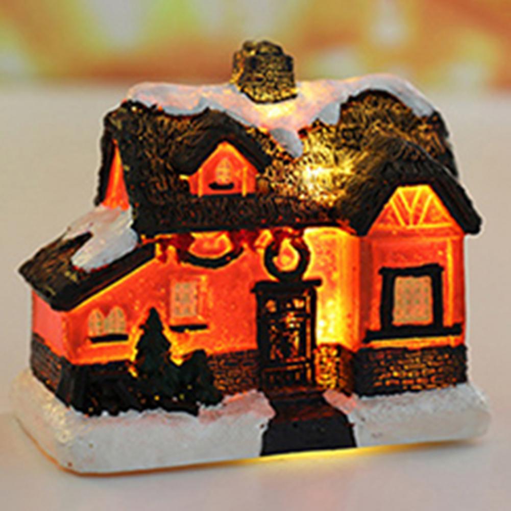 Christmas Scene Village Houses Town Decoration With Warm White Led Light 2021 Xmas Christmas Ornament Kids Gift For Home Decor