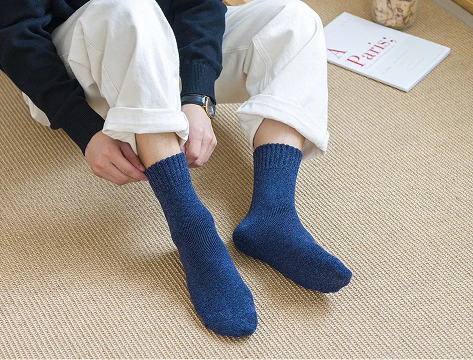 5 Pairs Thicken Wool Socks Men High Quality Towel Keep Warm Winter Socks Cotton Christmas Gift Socks For Man Thermal Size 38-45