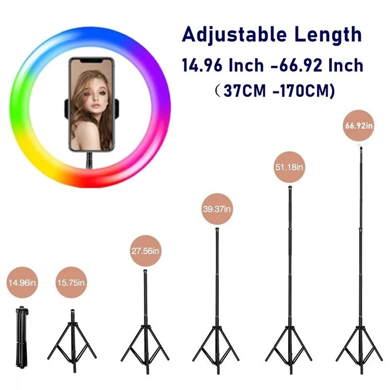 12 Inch Dimmable RGB LED Selfie Ring Fill Light 33CM Photo Ring Lamp With Tripod For Makeup Video Live Aro De Luz Para Celular