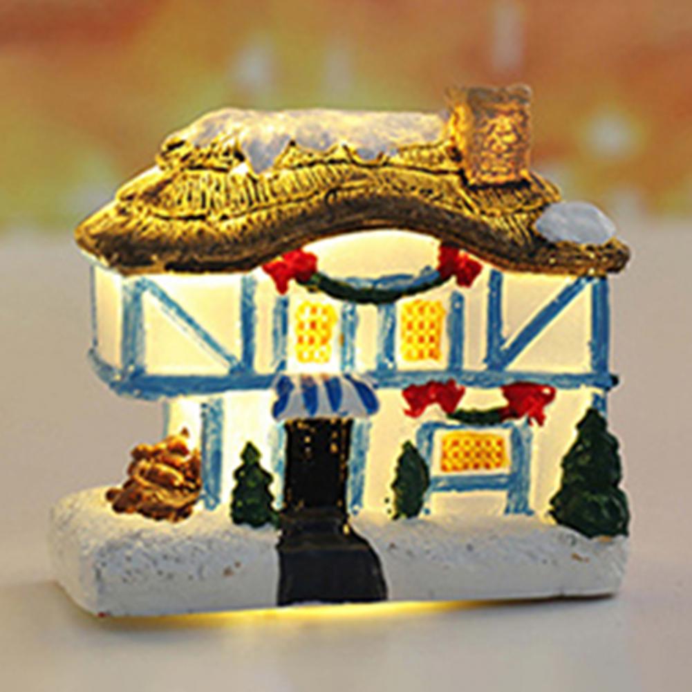 Christmas Scene Village Houses Town Decoration With Warm White Led Light 2021 Xmas Christmas Ornament Kids Gift For Home Decor