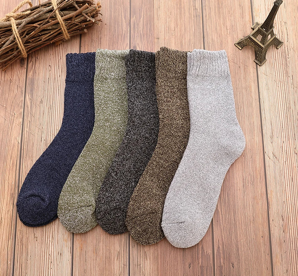 5 Pairs Thicken Wool Socks Men High Quality Towel Keep Warm Winter Socks Cotton Christmas Gift Socks For Man Thermal Size 38-45