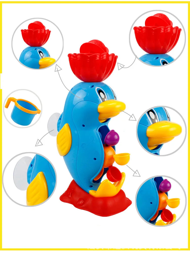 Kids Shower Bath Toys Cute Yellow Duck Waterwheel Toys Baby Faucet Bathing Water Spraying Tool Wheel Type Dabbling Toy