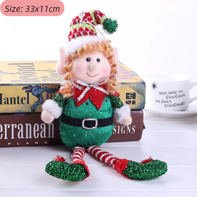 Christmas Decora tionRed and green fabric Plush Leg Elf Doll Ornaments Boys Girls Elves Toy Doll for 2022 New Year Home Decor