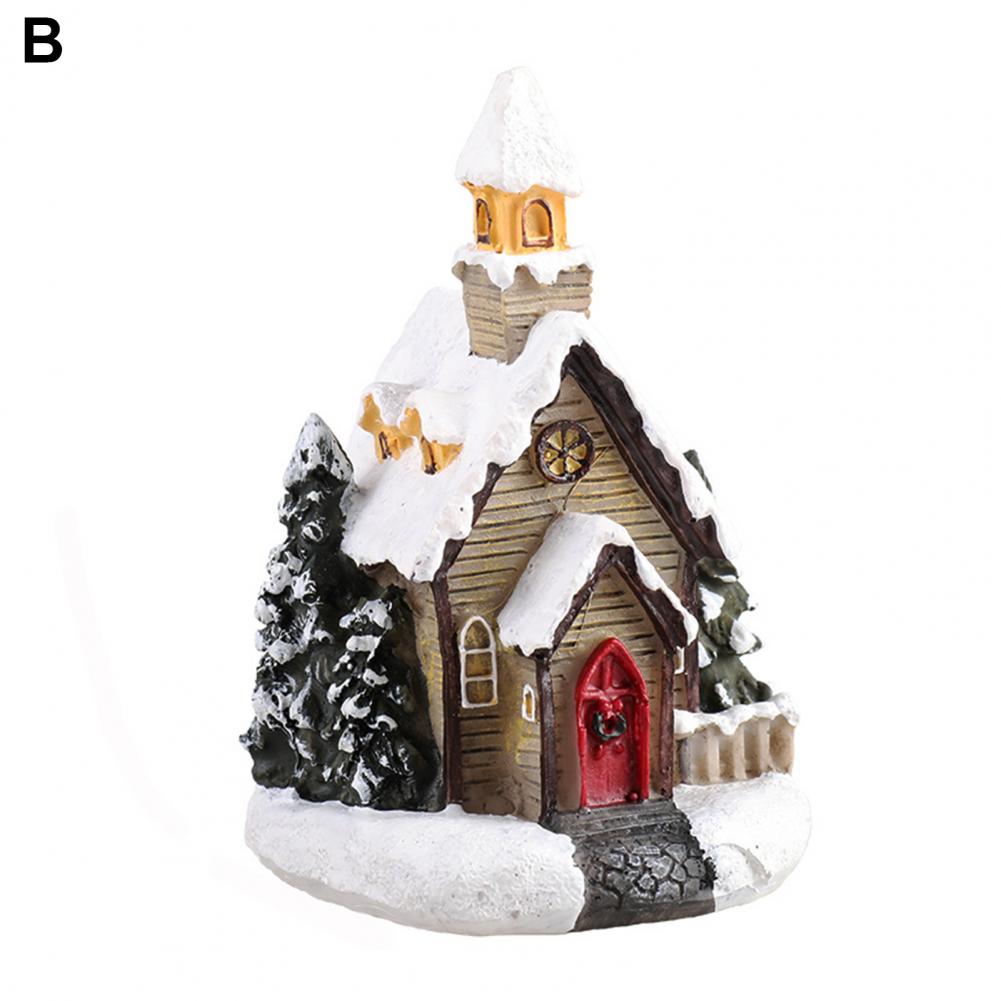 Christmas Scene Village Houses Town Decoration With Warm White Led Light 2021 Xmas Christmas Ornament Kids Gift For Home Decor