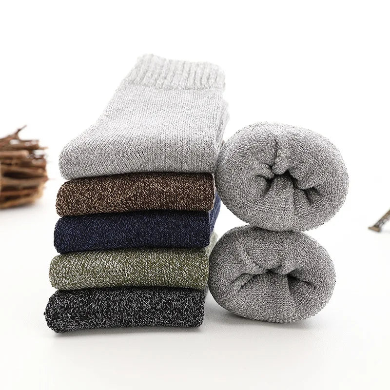 5 Pairs Thicken Wool Socks Men High Quality Towel Keep Warm Winter Socks Cotton Christmas Gift Socks For Man Thermal Size 38-45