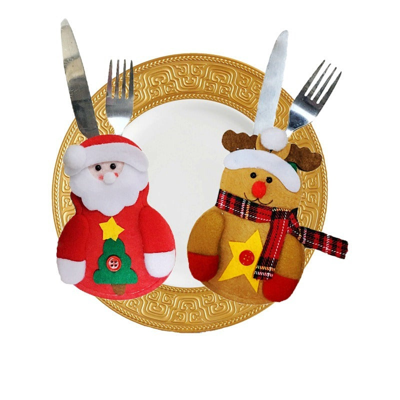 Christmas Knife And Fork Cover Christmas Sticker Hat Knife And Fork Bag Diy Crafts Party Decor Home Decor Accessories