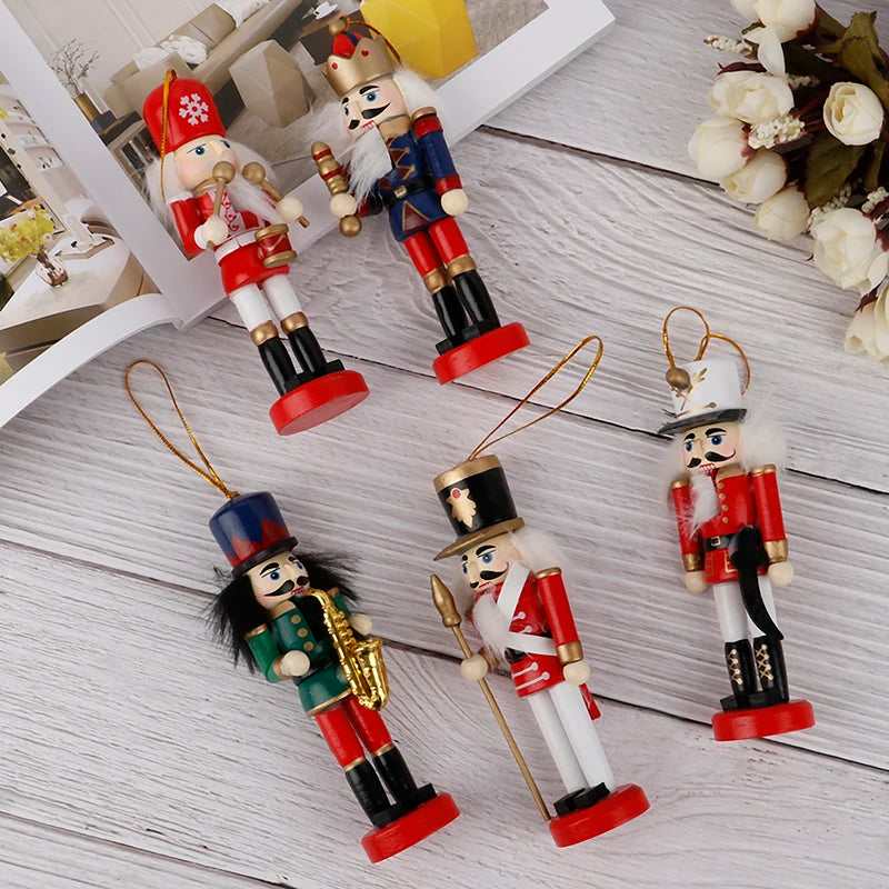 14/13/12/10.5cm Christmas Nutcracker Puppet Ornaments Desktop Home Decor Walnuts Soldiers Band Dolls Nutcracker Miniatures 1PCS