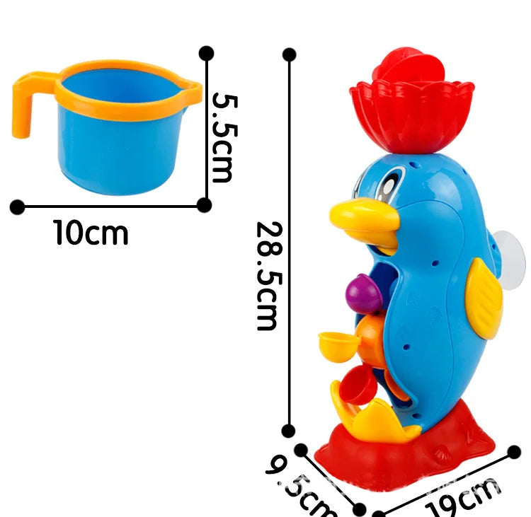 Kids Shower Bath Toys Cute Yellow Duck Waterwheel Toys Baby Faucet Bathing Water Spraying Tool Wheel Type Dabbling Toy