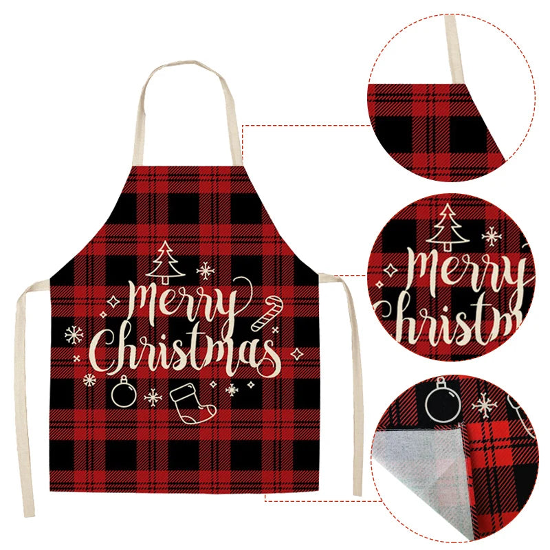 Linen Merry Christmas Apron Christmas Decorations for Home Kitchen Accessories 2024 Christmas Natal Navidad 2025 New Year Gifts