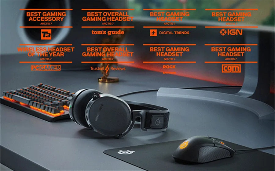 2019 Edition SteelSeries Arctis 7 Gaming Headset High  DTSXv2.0 7.1 Wireless game headset Headphone wear belt wheat