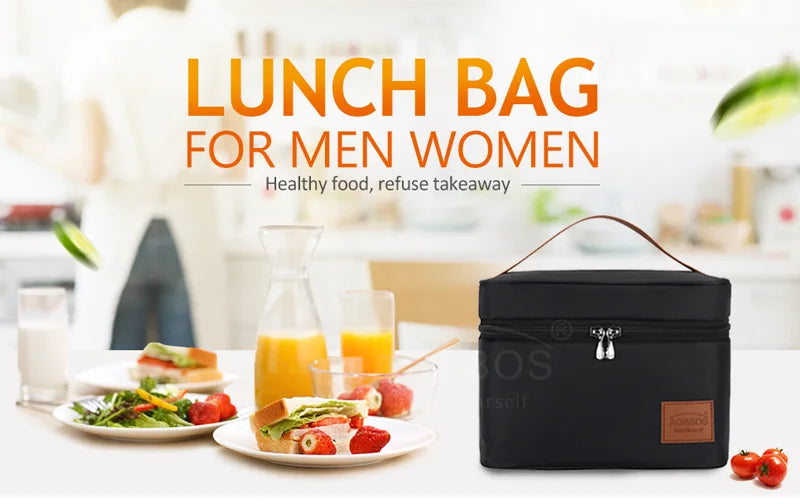 Aosbos Portable Thermal Lunch Bags for Women Kids Men Fashion  Picnic Cooler Lunch Bag Insulated Travel Food Tote Bags Box 2019