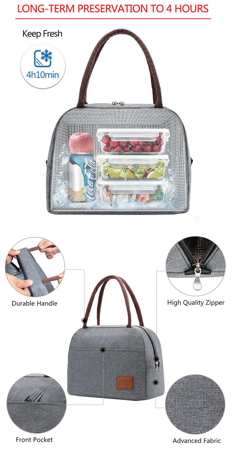 Aosbos Portable Thermal Lunch Bags for Women Kids Men Fashion  Picnic Cooler Lunch Bag Insulated Travel Food Tote Bags Box 2019