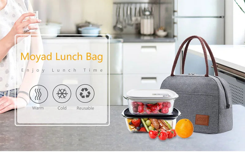 Aosbos Portable Thermal Lunch Bags for Women Kids Men Fashion  Picnic Cooler Lunch Bag Insulated Travel Food Tote Bags Box 2019