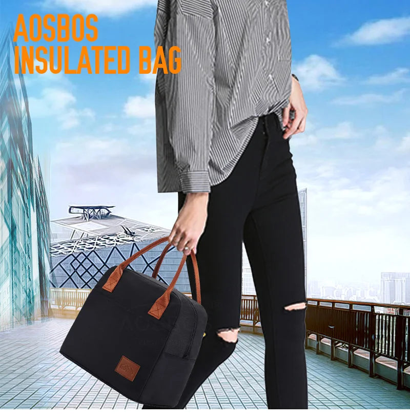 Aosbos Portable Thermal Lunch Bags for Women Kids Men Fashion  Picnic Cooler Lunch Bag Insulated Travel Food Tote Bags Box 2019