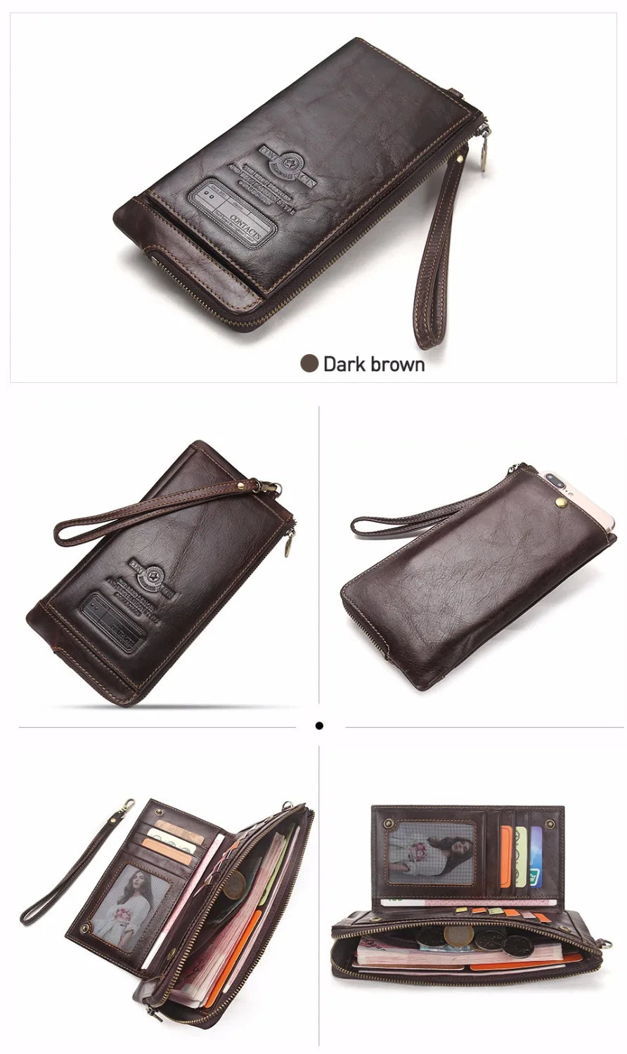 2022 Men Wallet Clutch Genuine Leather Brand Rfid  Wallet Male Organizer Cell Phone Clutch Bag Long Coin Purse Free Engrave