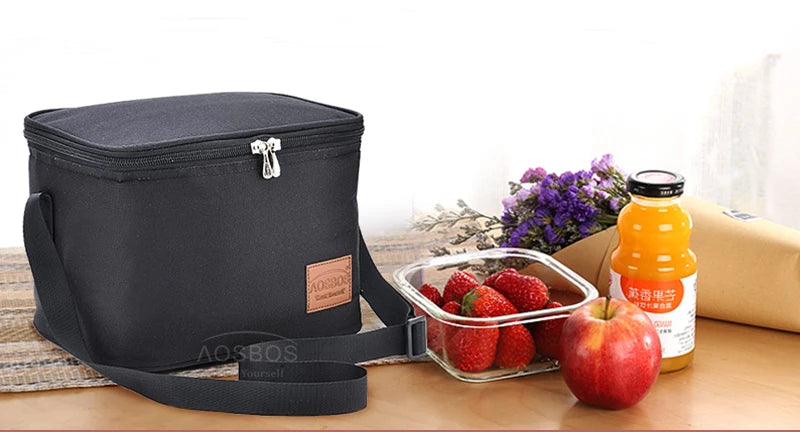 Aosbos Portable Thermal Lunch Bags for Women Kids Men Fashion  Picnic Cooler Lunch Bag Insulated Travel Food Tote Bags Box 2019