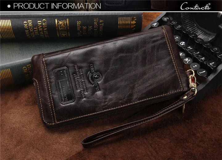 2022 Men Wallet Clutch Genuine Leather Brand Rfid  Wallet Male Organizer Cell Phone Clutch Bag Long Coin Purse Free Engrave