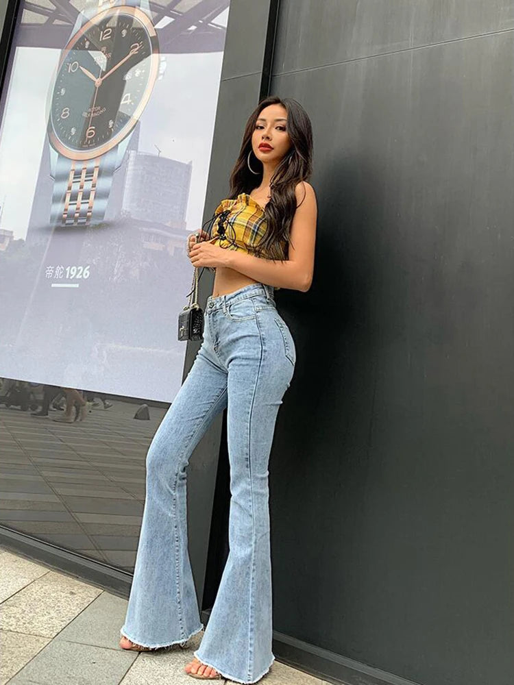 Flare Jeans Pants Women’s Vintage Denim y2k Jeans Women High Waist Fashion Stretch tall and thin Trousers streetwear retro Jeans