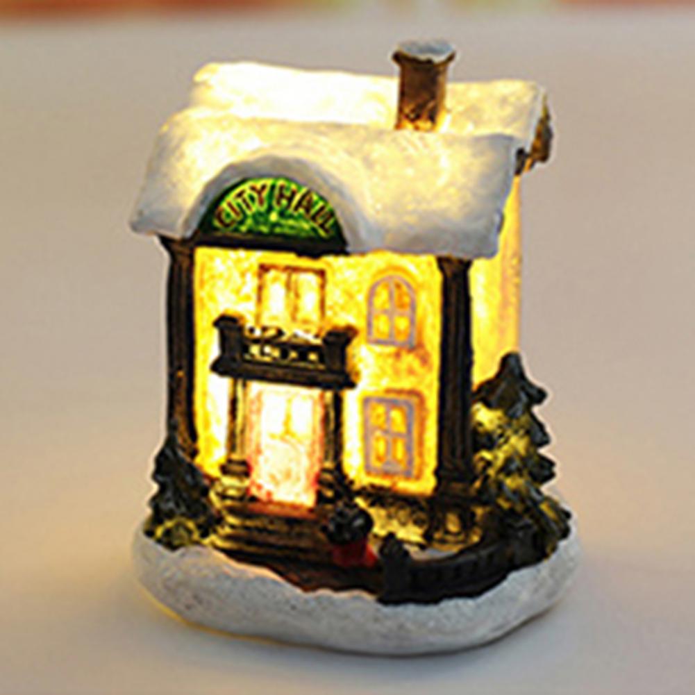 Christmas Scene Village Houses Town Decoration With Warm White Led Light 2021 Xmas Christmas Ornament Kids Gift For Home Decor