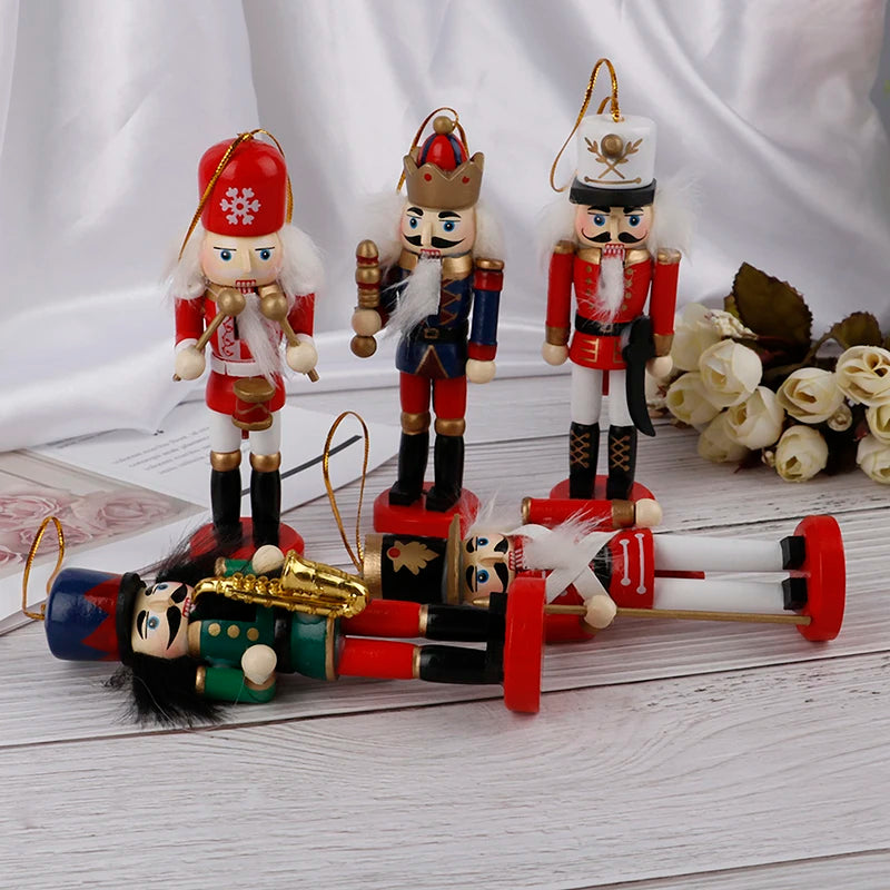 14/13/12/10.5cm Christmas Nutcracker Puppet Ornaments Desktop Home Decor Walnuts Soldiers Band Dolls Nutcracker Miniatures 1PCS