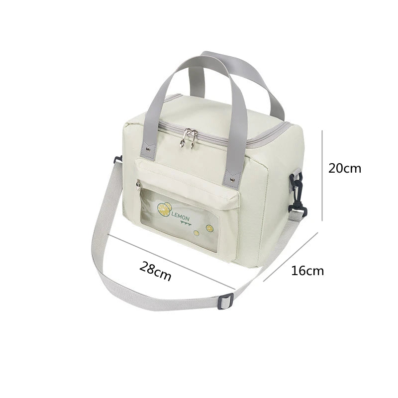 High-Capacity Insulated Oxford Cloth Lunch Bag Portable Crossbody Thermal Picnic School Food Container Bento Box Cooler Bags