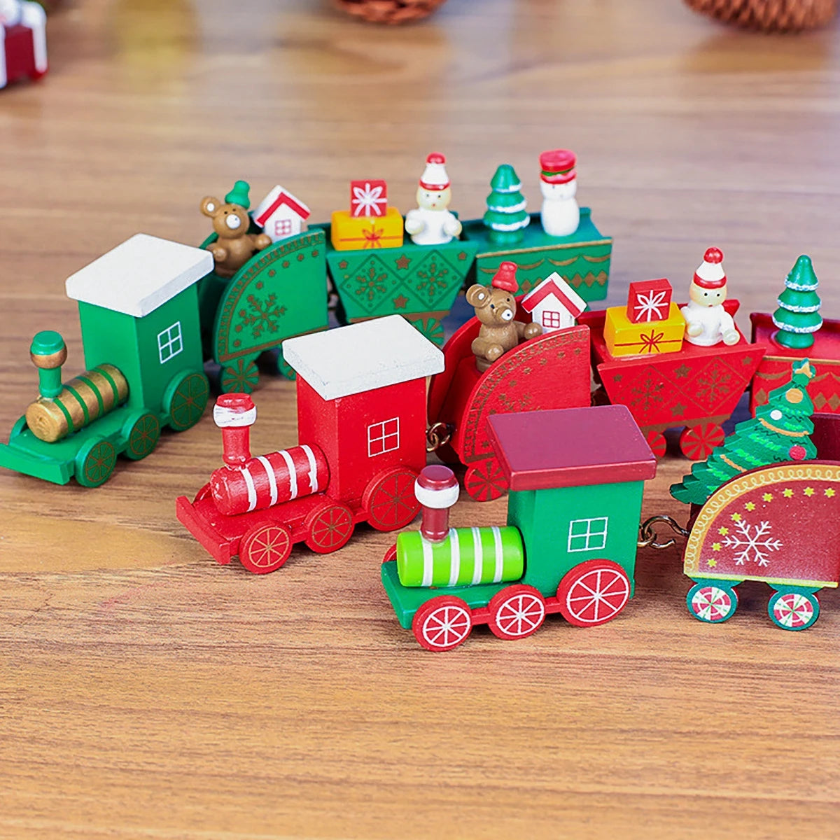 Wooden/Plastic Train Christmas Ornament Merry Christmas Decoration For Home 2024 Xmas Gifts Noel Natal Navidad New Year 2025