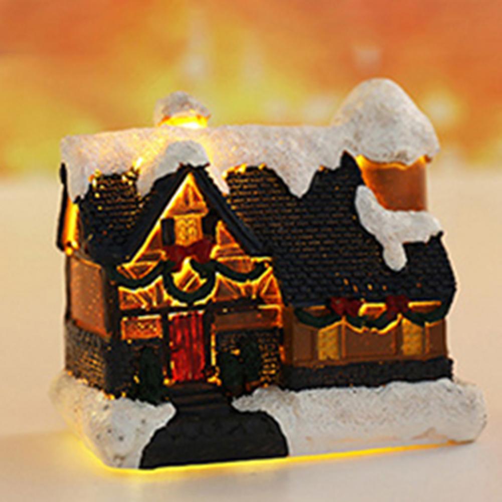 Christmas Scene Village Houses Town Decoration With Warm White Led Light 2021 Xmas Christmas Ornament Kids Gift For Home Decor