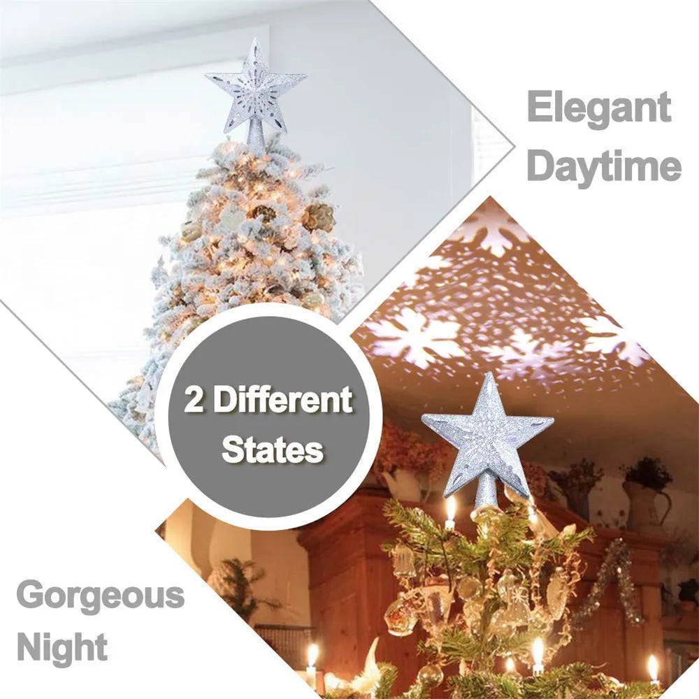 LED Snowflake Projector Lamp Rotating Night Lamp Dynamic Snowstorm Effect Light For Christmas Tree Toppers Indoor Bedroom Decor