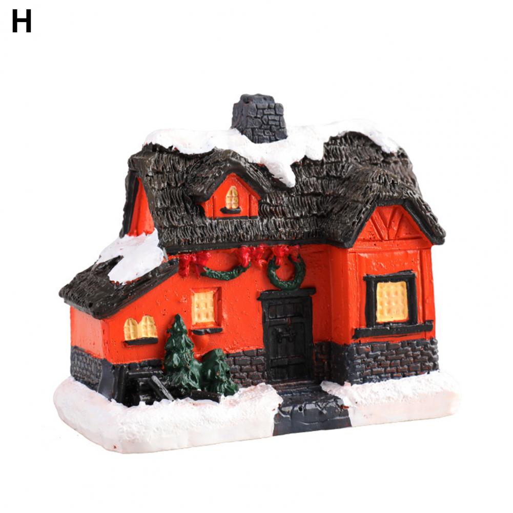 Christmas Scene Village Houses Town Decoration With Warm White Led Light 2021 Xmas Christmas Ornament Kids Gift For Home Decor