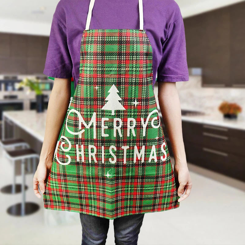 Linen Merry Christmas Apron Christmas Decorations for Home Kitchen Accessories 2024 Christmas Natal Navidad 2025 New Year Gifts