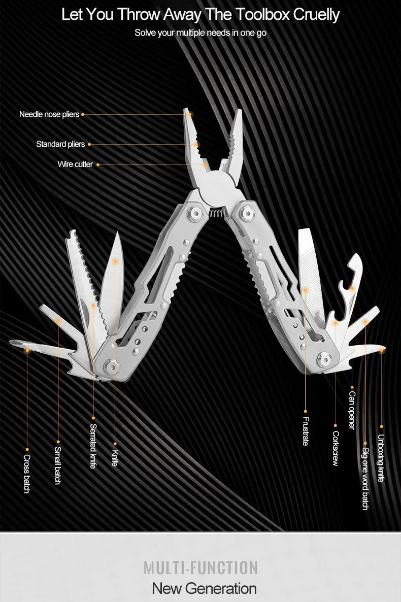 Multipurpose Knife Stainless Steel Multi-tool Pocket Knife Pliers Folding Knife Pliers Portable Folding Blade Survival Knife