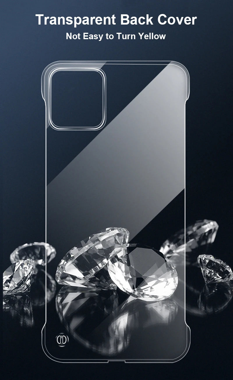 Slim Frameless Clear Phone Case For iPhone 16 15 14 13 12 Mini 11 Pro XS Max XR X 8 7 Plus SE 2022 Transparent Plastic Cover