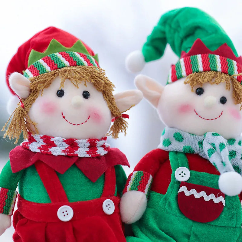 Christmas Decora tionRed and green fabric Plush Leg Elf Doll Ornaments Boys Girls Elves Toy Doll for 2022 New Year Home Decor