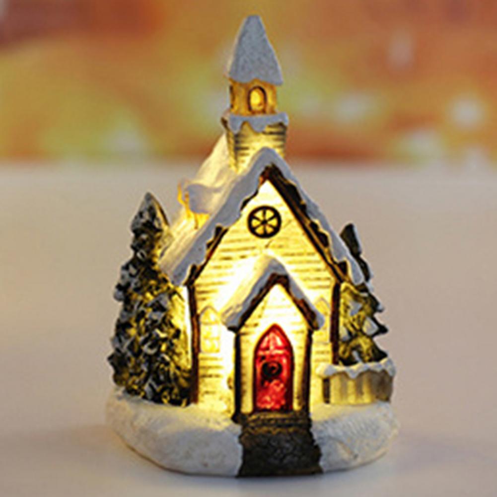 Christmas Scene Village Houses Town Decoration With Warm White Led Light 2021 Xmas Christmas Ornament Kids Gift For Home Decor