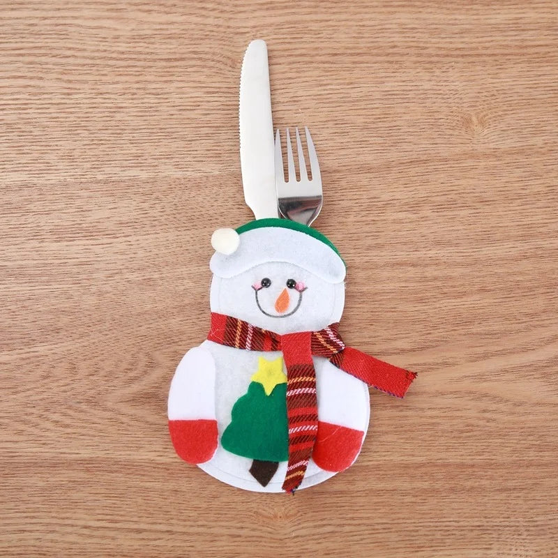 Christmas Knife And Fork Cover Christmas Sticker Hat Knife And Fork Bag Diy Crafts Party Decor Home Decor Accessories