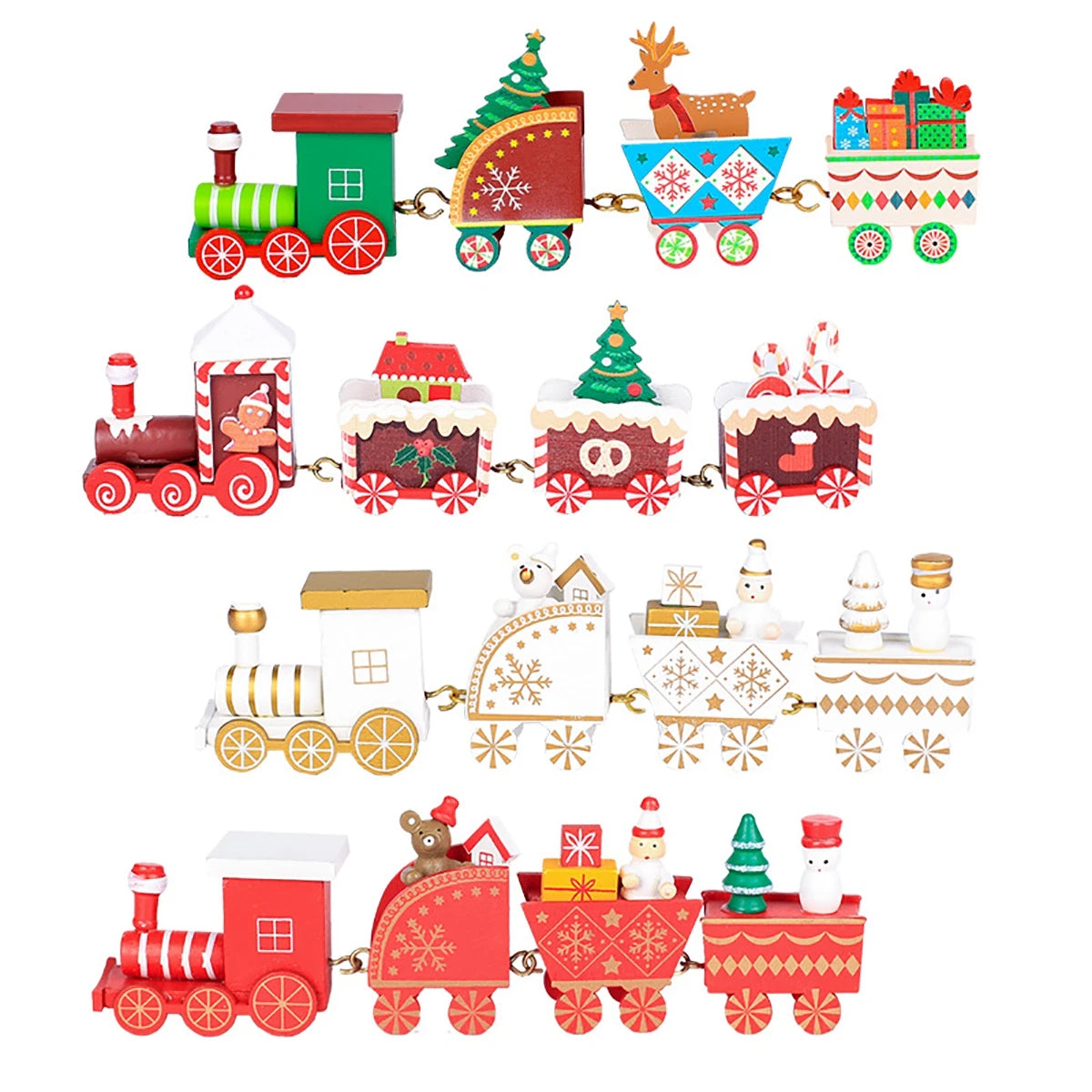 Wooden/Plastic Train Christmas Ornament Merry Christmas Decoration For Home 2024 Xmas Gifts Noel Natal Navidad New Year 2025