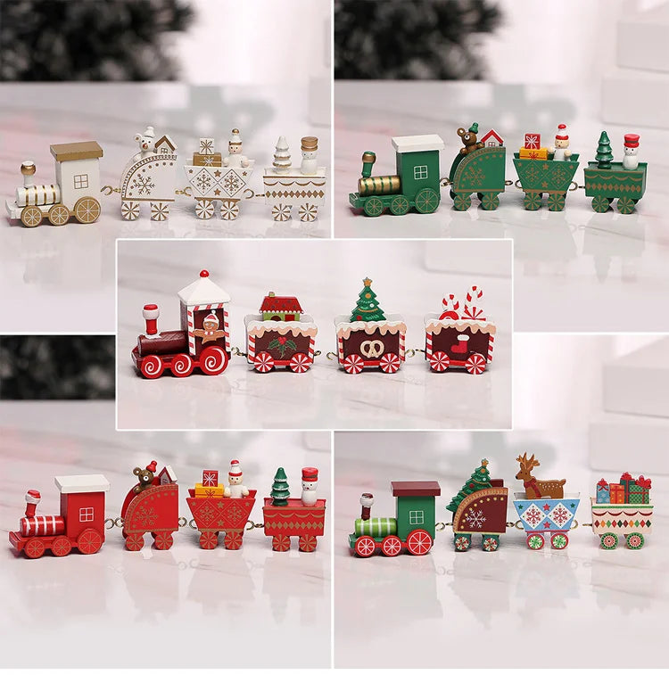 Wooden/Plastic Train Christmas Ornament Merry Christmas Decoration For Home 2024 Xmas Gifts Noel Natal Navidad New Year 2025