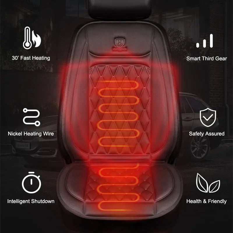 12-24v Heated Car Seat Cover 30' Fast Car Seat Heater Cloth/Flannel  Heated Car Seat Protector 25W Seat Heating Cover Car Seat