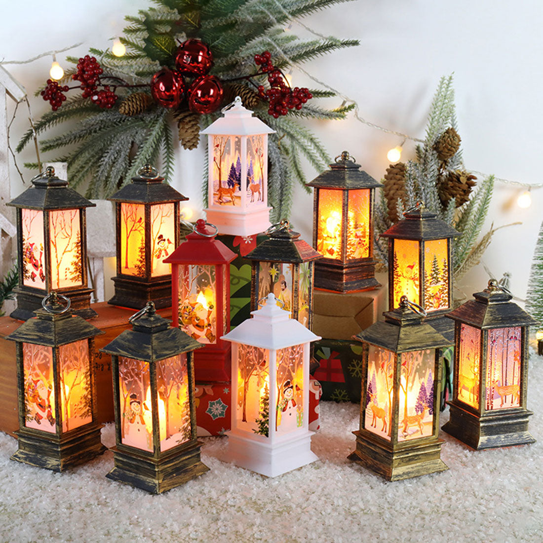 Christmas Lantern Light Merry Christmas Decorations for Home 2024Navidad Christmas Tree Ornaments Xmas Gift Happy New Year 2025