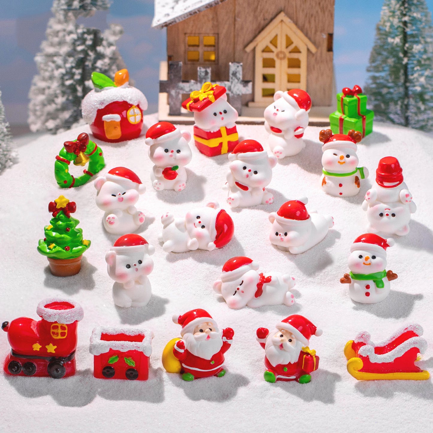 1pc Mini Resin Christmas Santa Claus Snowman Ornament Micro Landscape Christmas Decorations Ornament Home Desktop Park Decor