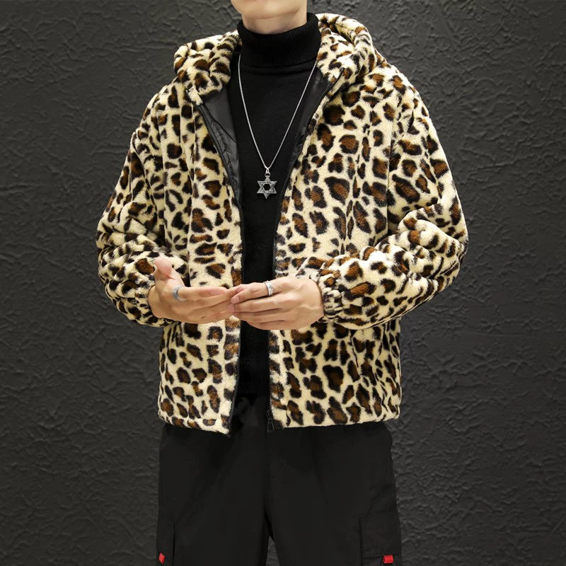 2023 Fall/winter Leopard Print Jacket Loose and Comfortable Cotton-padded Jacket Fashion Men's and Women's Autumn Warm Jacket