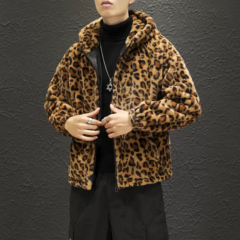 2023 Fall/winter Leopard Print Jacket Loose and Comfortable Cotton-padded Jacket Fashion Men's and Women's Autumn Warm Jacket